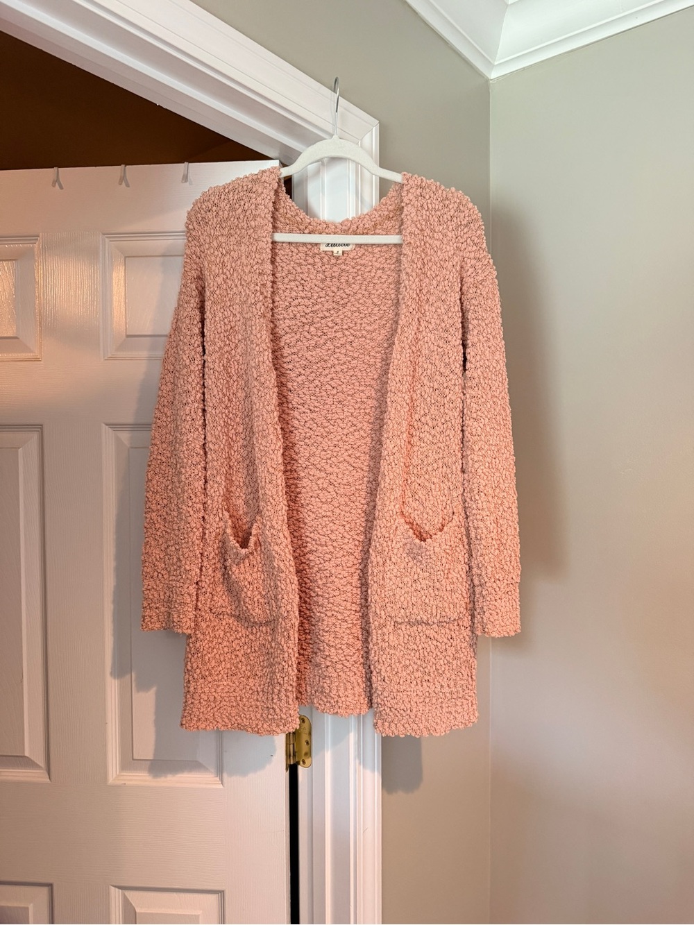 Listicle Blush Pink Popcorn-Knit Open Cardigan